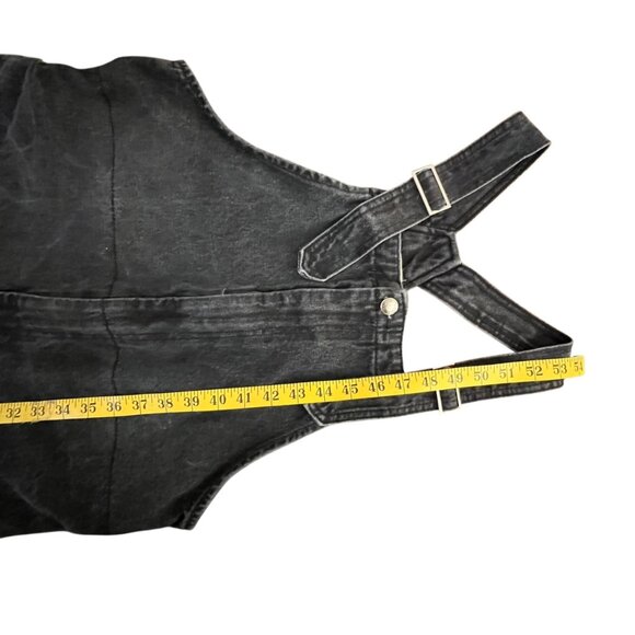 Black Denim Indie Grunge Overalls Baggy Wide Leg Artsy Unique Boiler Size Small - Picture 9 of 12